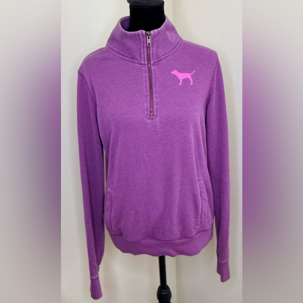 Victoria’s Secret Pink Vintage Y2K 1/4 zip pullover kangaroo pocket purple small